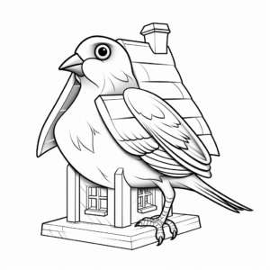 Homely Barn Swallow in Bird Cage Coloring Pages 2