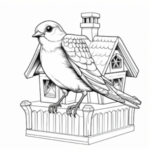 Homely Barn Swallow in Bird Cage Coloring Pages 4
