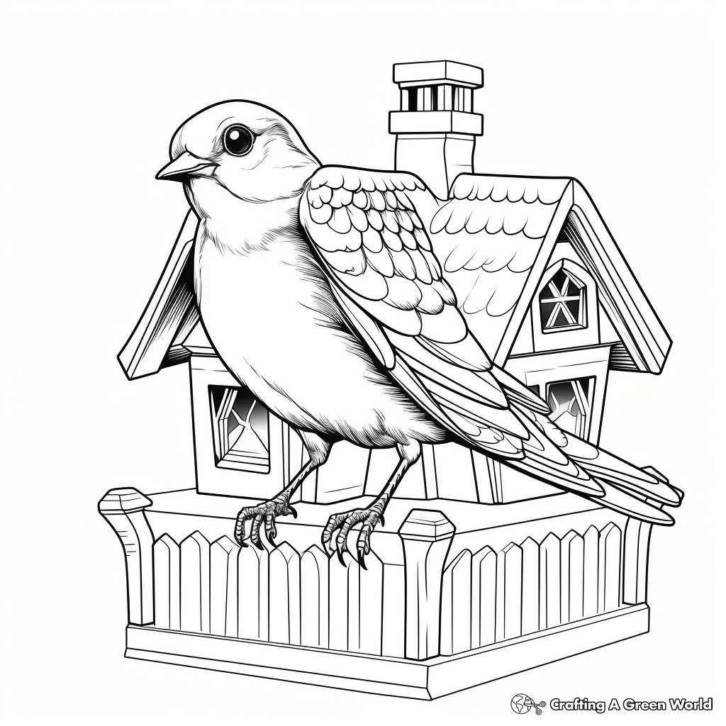 Homely Barn Swallow in Bird Cage Coloring Pages 4