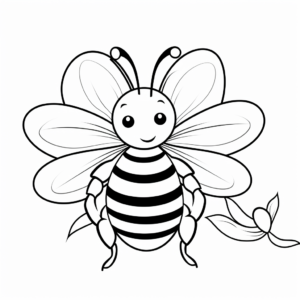 Honeybee Pollinating a Flower Coloring Pages for Kids 2