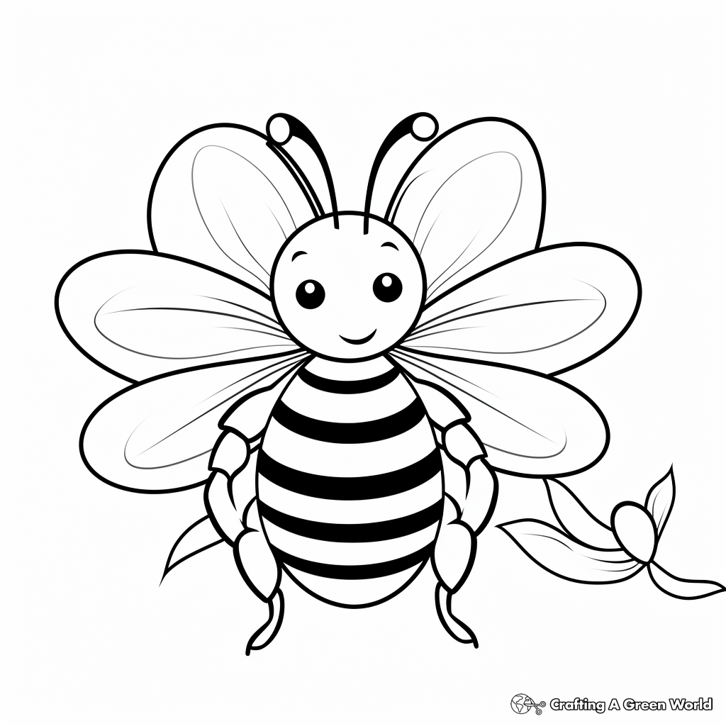 Honeybee Pollinating a Flower Coloring Pages for Kids 2