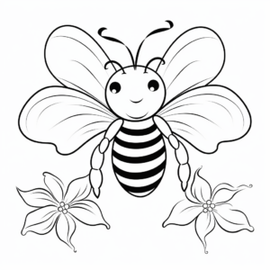 Honeybee Pollinating a Flower Coloring Pages for Kids 3