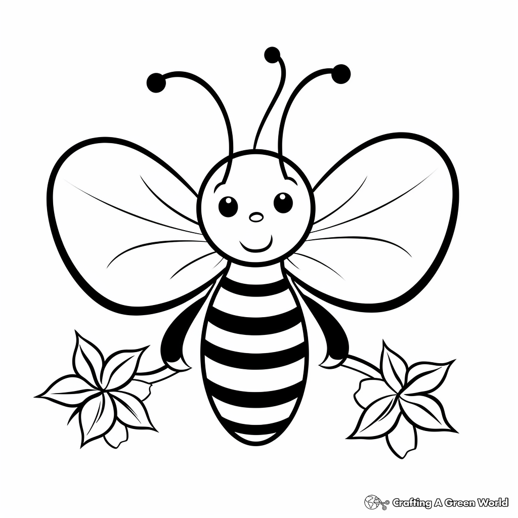 Honeybee Pollinating a Flower Coloring Pages for Kids 4
