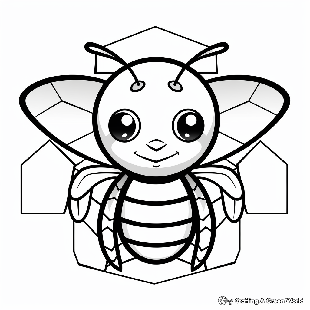 Honeycomb with Bumblebee Coloring Pages 2