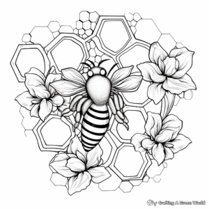 Honeycomb with Various Flowers Coloring Pages 3