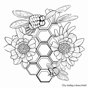 Honeycomb with Various Flowers Coloring Pages 4