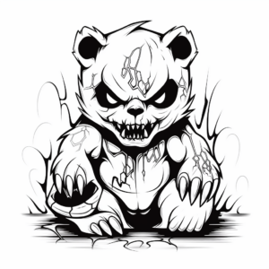 Horror Film Style Bear Coloring Pages 2