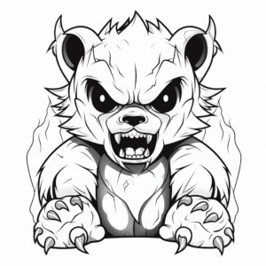 Horror Film Style Bear Coloring Pages 3