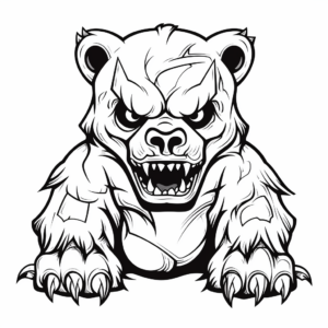 Horror Film Style Bear Coloring Pages 4