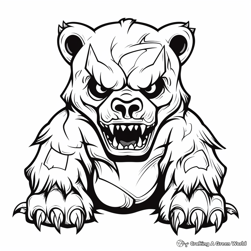 Horror Film Style Bear Coloring Pages 4
