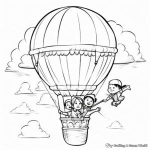 Hot-Air Balloon Adventure Coloring Pages for Kids 1