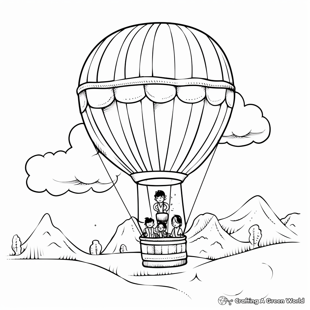 Hot-Air Balloon Adventure Coloring Pages for Kids 2
