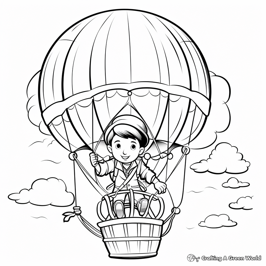 Hot-Air Balloon Adventure Coloring Pages for Kids 3