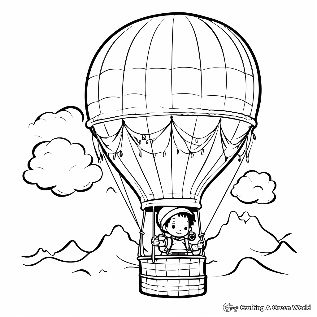 Hot-Air Balloon Adventure Coloring Pages for Kids 4
