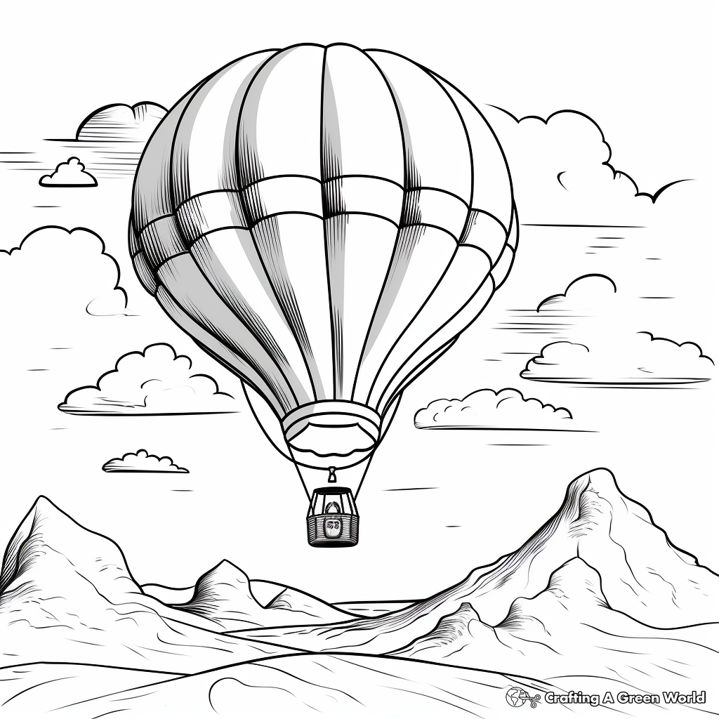 Hot-Air Balloon and Landscape Coloring Pages 3
