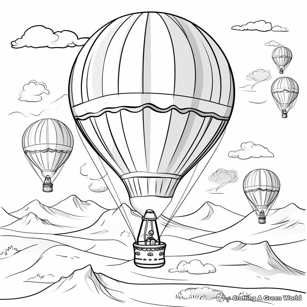 Hot Air Balloons and Airplanes Coloring Pages 4