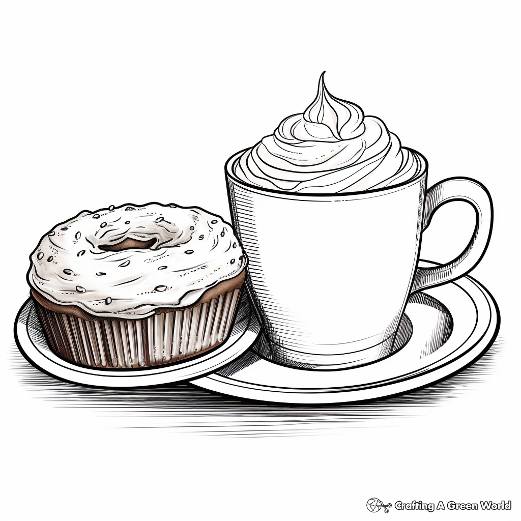 Hot Latte with Artful Foam Coloring Pages 2