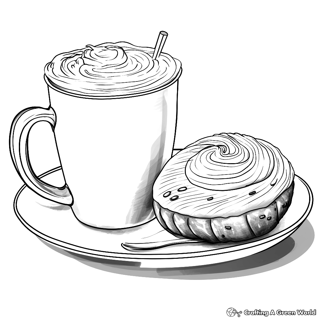 Hot Latte with Artful Foam Coloring Pages 3