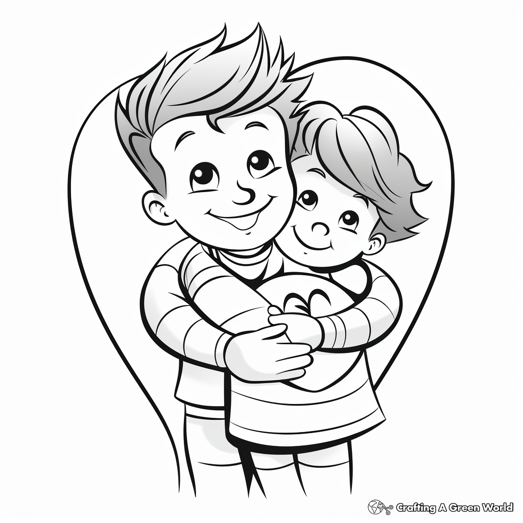 Hug Day: Express Kindness Coloring Pages 1