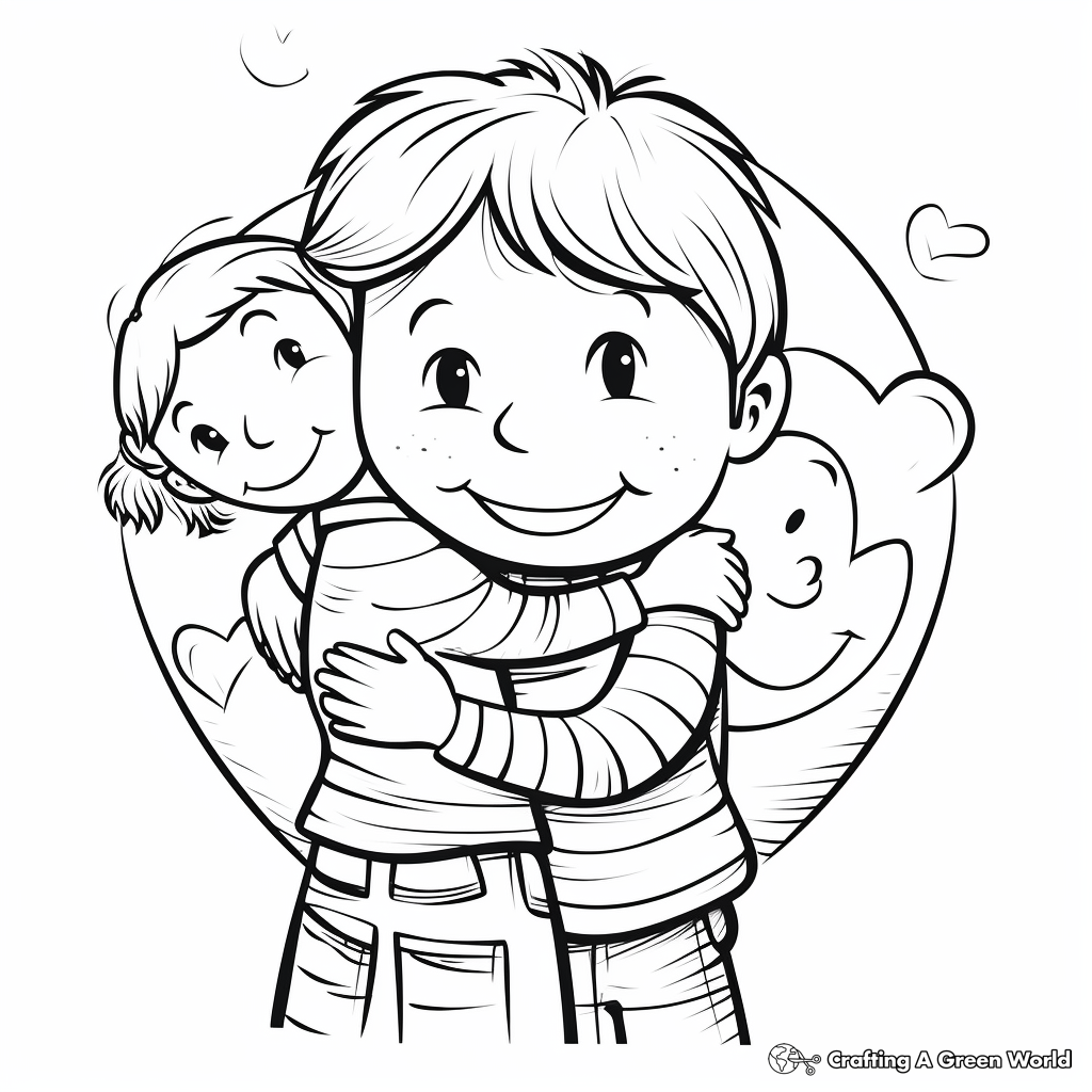 Hug Day: Express Kindness Coloring Pages 4