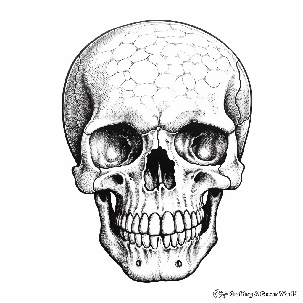 Human Skull with Snake Tattoo Coloring Pages 1