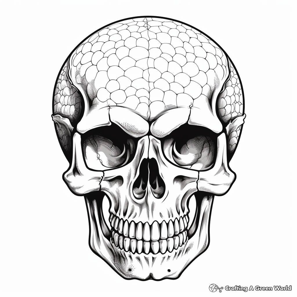 Human Skull with Snake Tattoo Coloring Pages 2