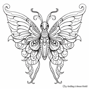 Hummingbird and Butterfly Symmetrical Design Coloring Pages 2