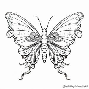Hummingbird and Butterfly Symmetrical Design Coloring Pages 3