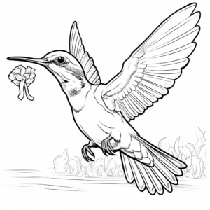Hummingbird Feeding Action Coloring Pages 1