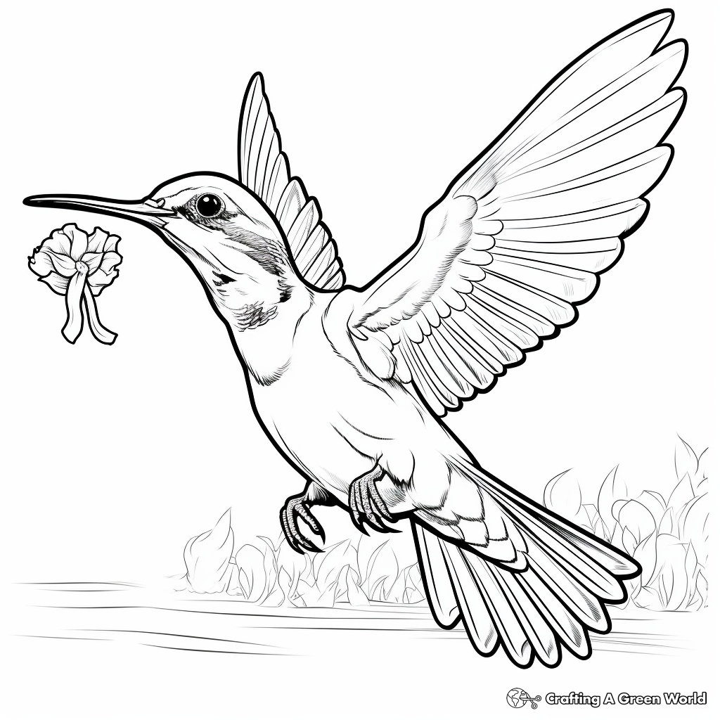 Hummingbird Feeding Action Coloring Pages 1
