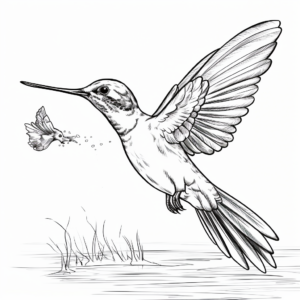 Hummingbird Feeding Action Coloring Pages 2