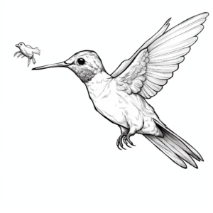Hummingbird Feeding Action Coloring Pages 3