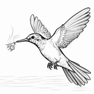Hummingbird Feeding Action Coloring Pages 4