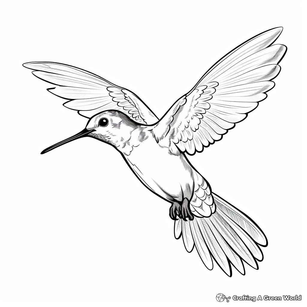 Hummingbird in Flight: Action-Packed Coloring Pages 2