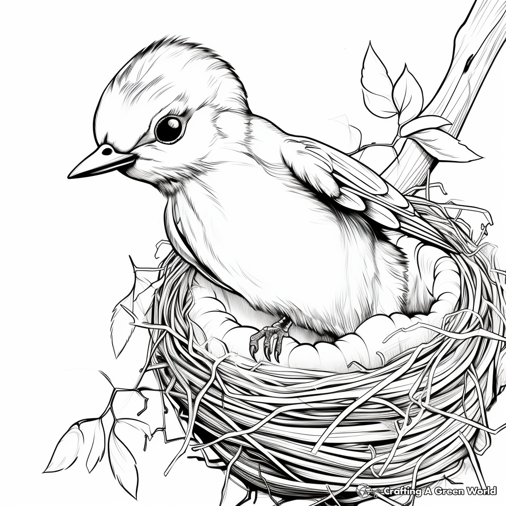 Hummingbird Nest and Baby Coloring Pages 3