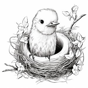 Hummingbird Nest and Baby Coloring Pages 4