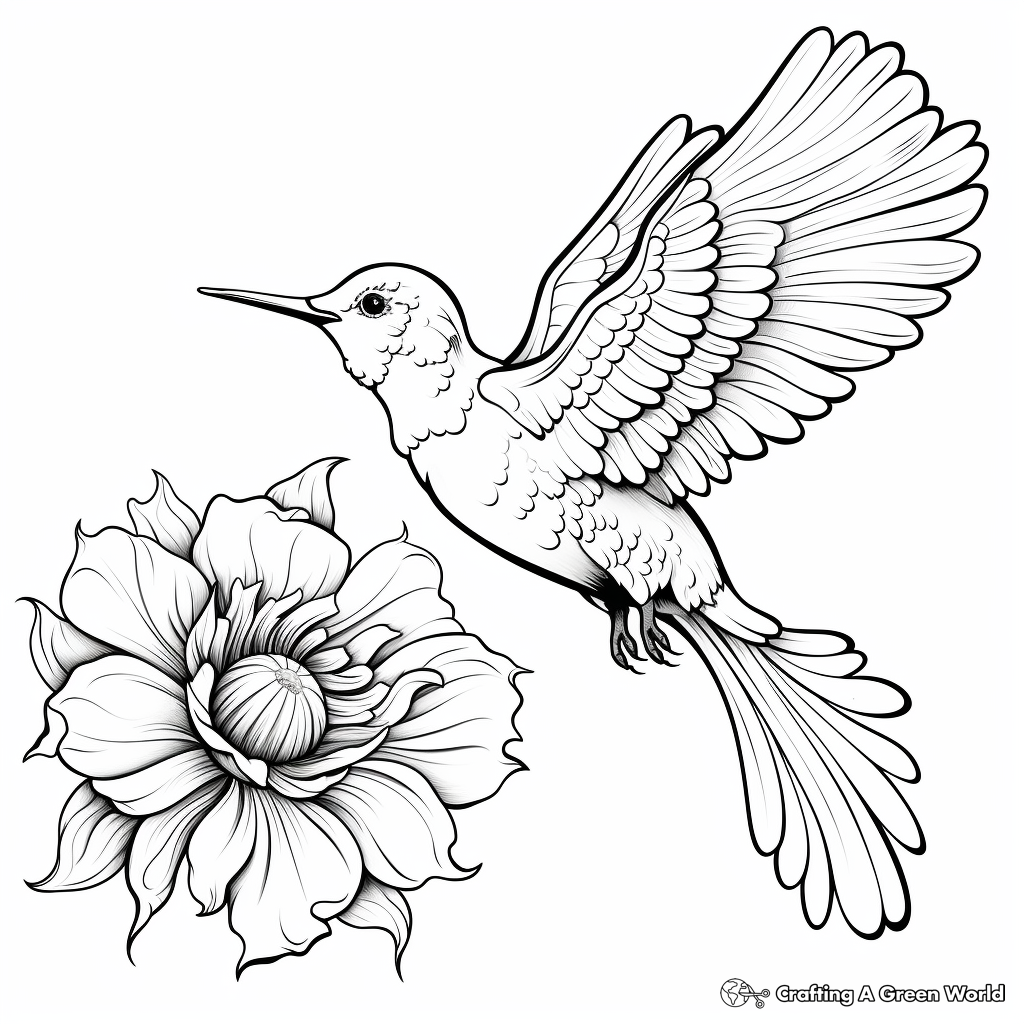 Hummingbirds and Blooming Flowers Coloring Pages 2
