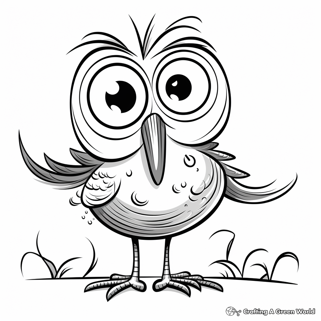 Humorous Cartoon Wren Coloring Pages 1