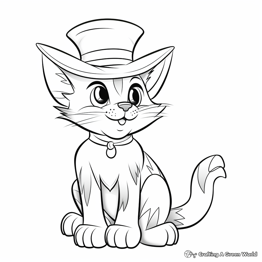 Humorous Cat in the Hat Coloring Pictures 1