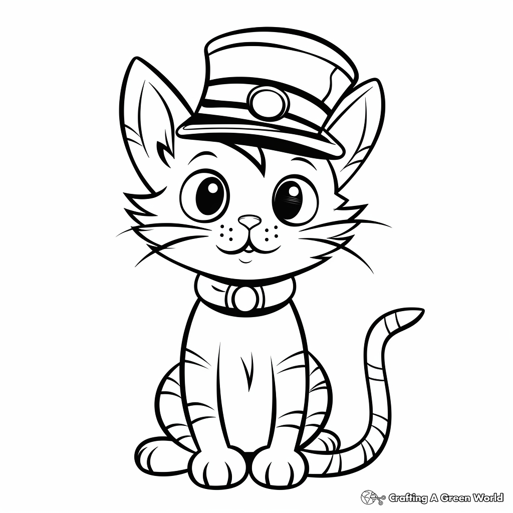 Humorous Cat in the Hat Coloring Pictures 2