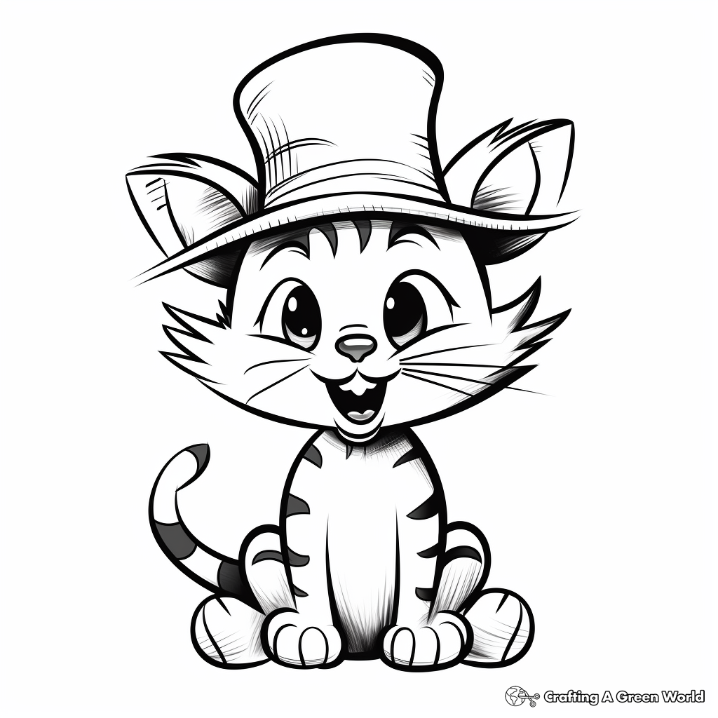 Humorous Cat in the Hat Coloring Pictures 4