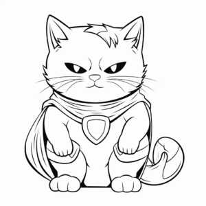 Humorous Fat Cat Dressed Like a Superhero Coloring Pages 4