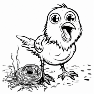 Hungry Baby Bird Waiting for Worms Coloring Pages 1