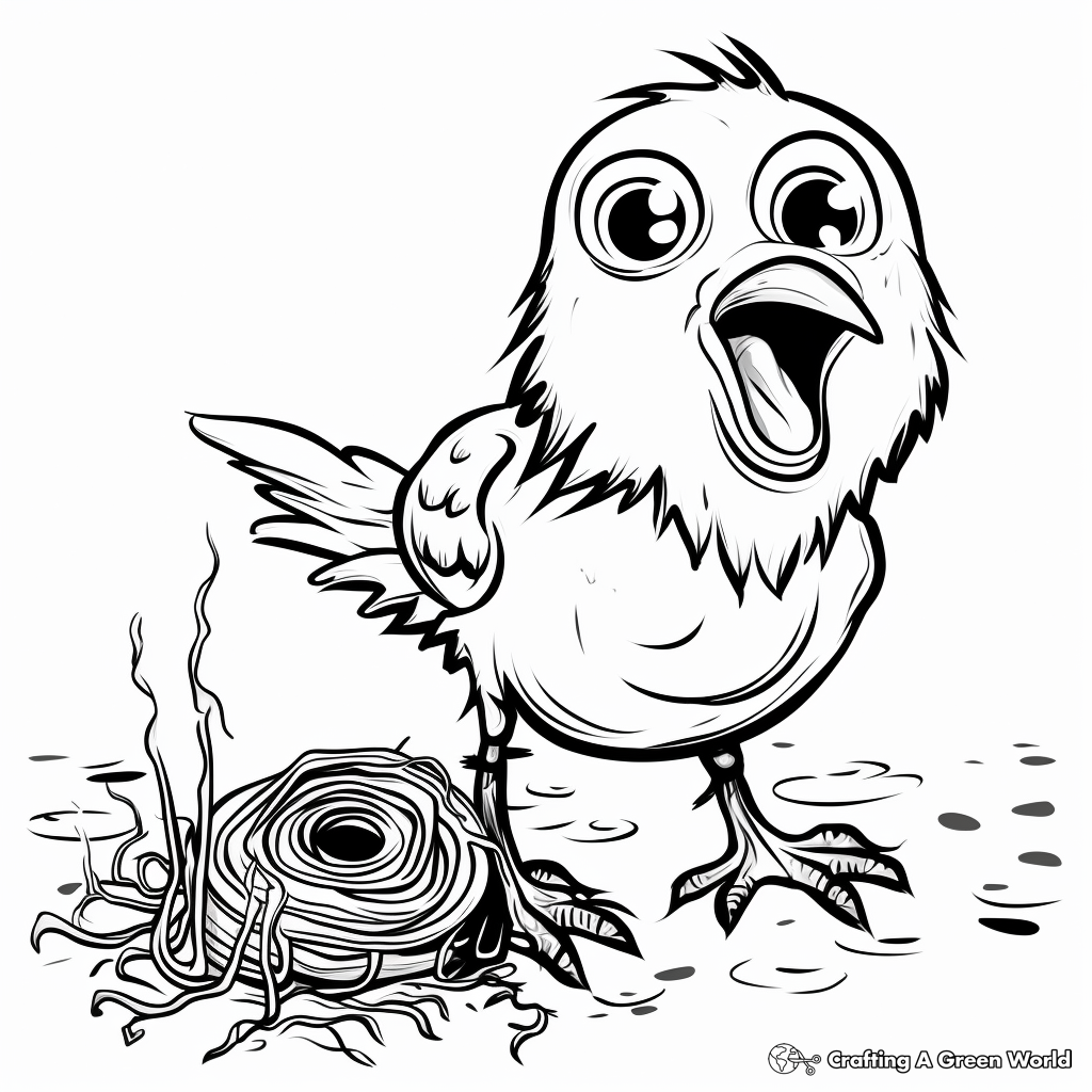 Hungry Baby Bird Waiting for Worms Coloring Pages 1