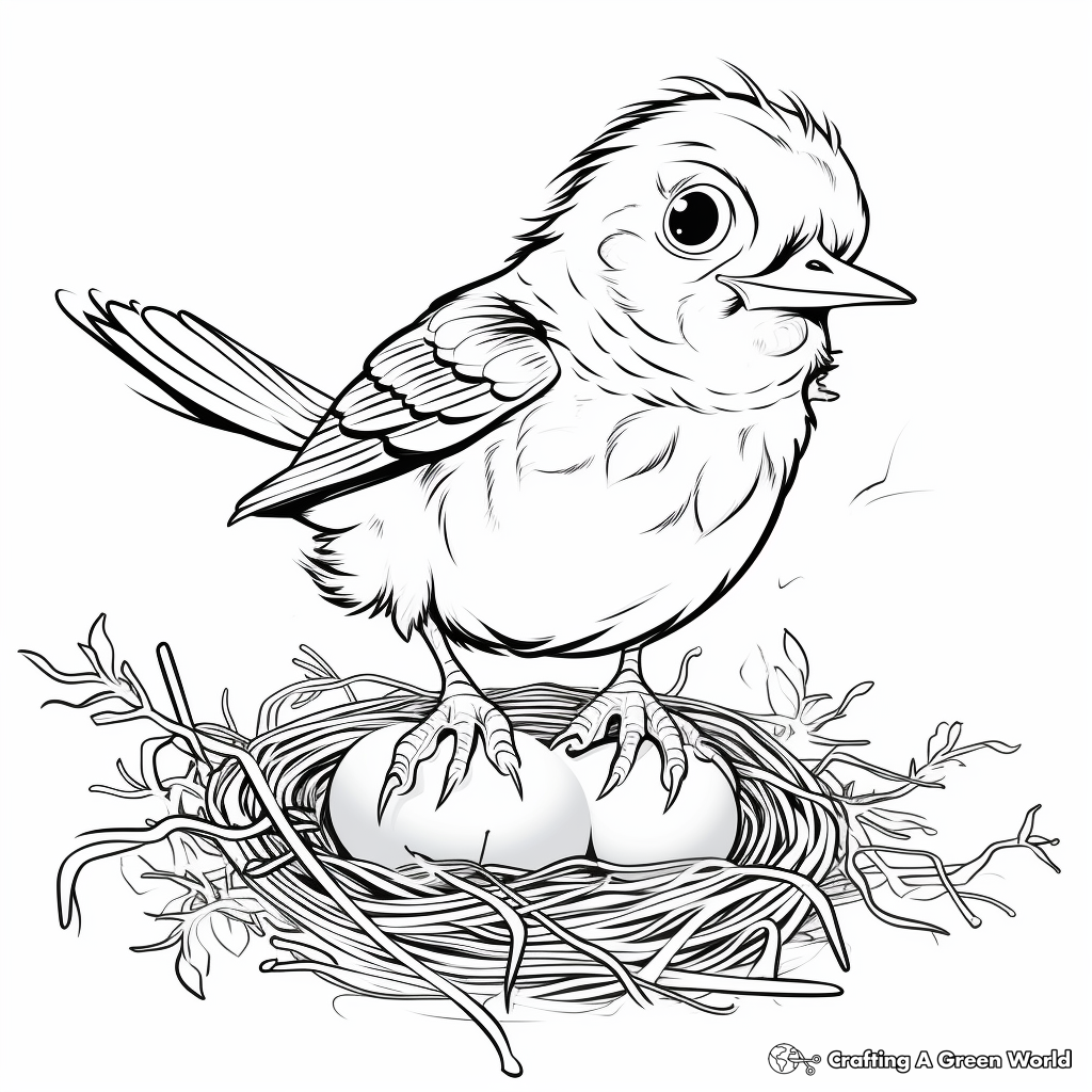 Hungry Baby Bird Waiting for Worms Coloring Pages 4