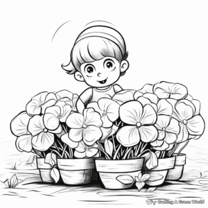 Hydrangea in Bloom: Garden-Scene Coloring Pages 2
