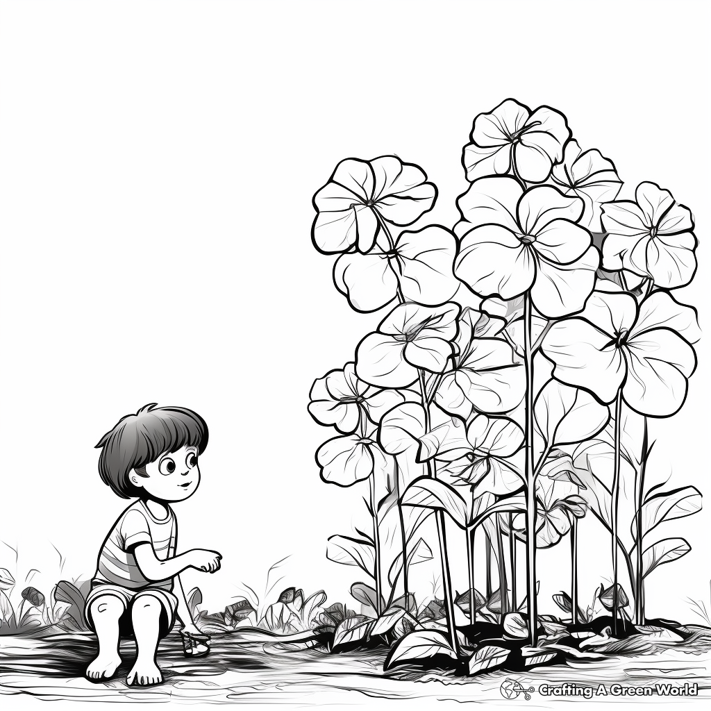 Hydrangea in Bloom: Garden-Scene Coloring Pages 3