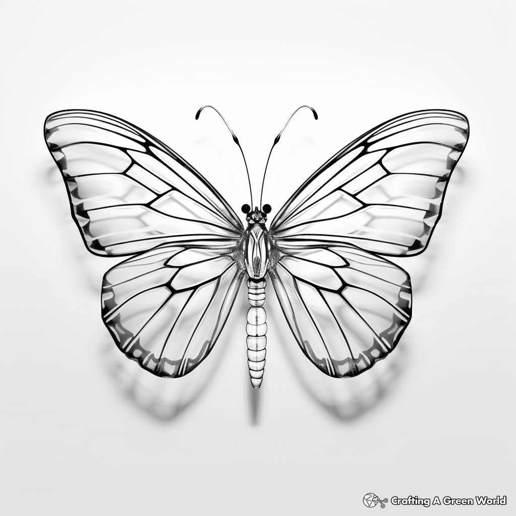 Hyper-Realistic Glasswing Butterfly Coloring Pages 1