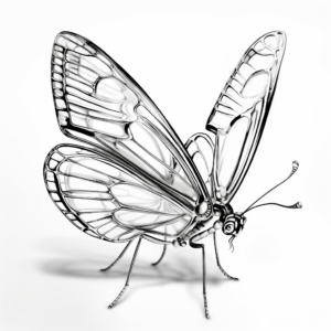 Hyper-Realistic Glasswing Butterfly Coloring Pages 4