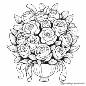 I Love You' Rose Bouquet Coloring Pages for Adults 1